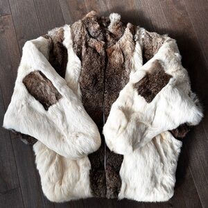 Vintage rabbit fur bomber style coat size medium